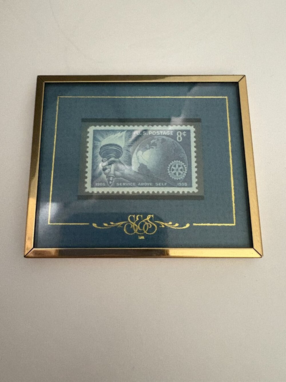 Framed 1955 US Postage Stamp The 50th Anniversary of Rotary International